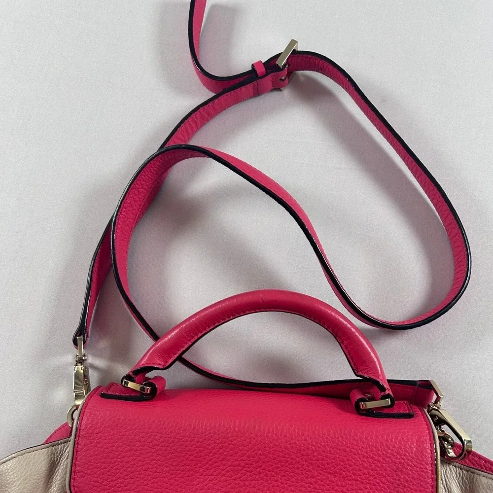 Kate Spade Wesley Place Small Laurel Satchel Colorblock Pink Cream Leather Bag
